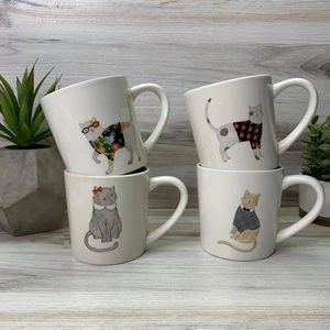 Rae Dunn Artisan Collection Cat Mug Set Rare